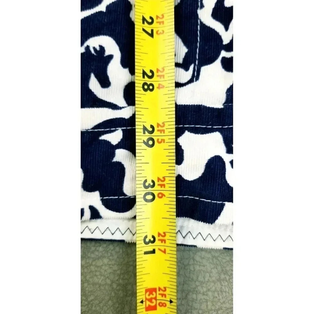 Lilyl Pulitzer Palm Beach Fit Size 2 Womens Navy White Horse Corduroy Crop Pants - Picture 11 of 13